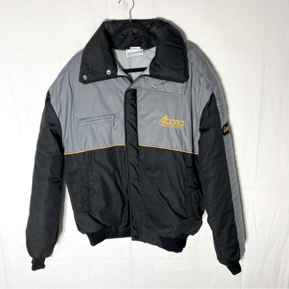 Vintage Alberta Transport Foreman Bomber Style Black Grey Winter Coat XXL - Picture 1 of 16